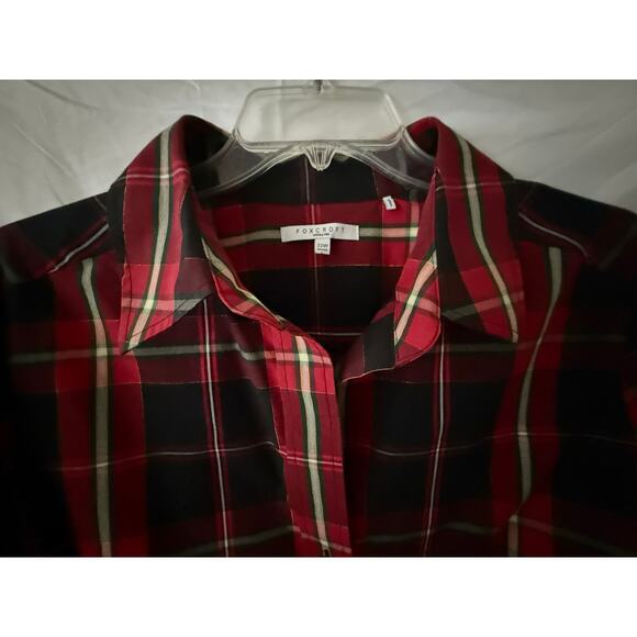 Foxcroft Wrinkle Free Size 22W Shaped Gingham plaid button up Women's Shirt Gold - Picture 14 of 15
